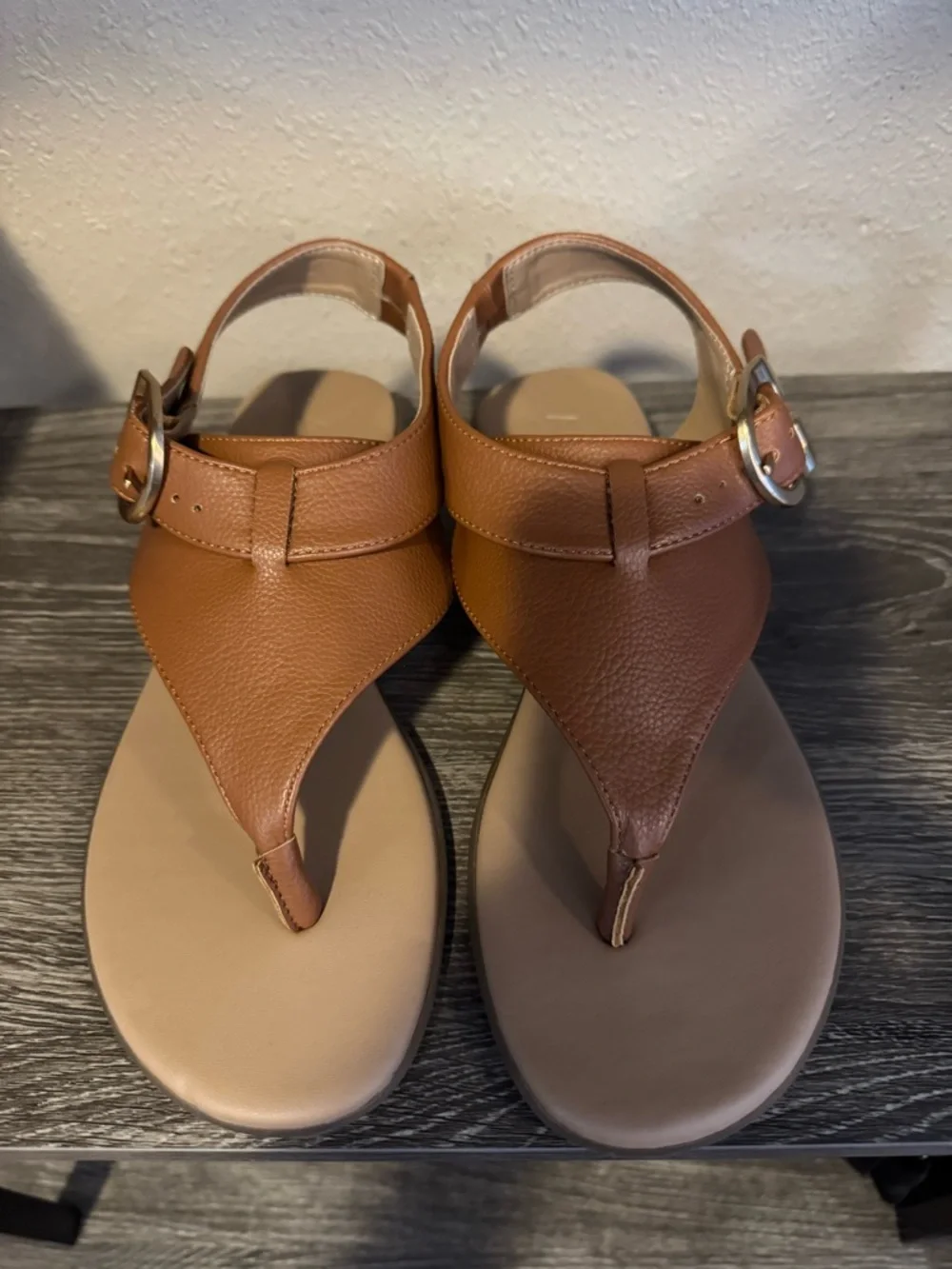 AEROSOLES Brown Leather Buckle Sandals - Picture 3 of 6